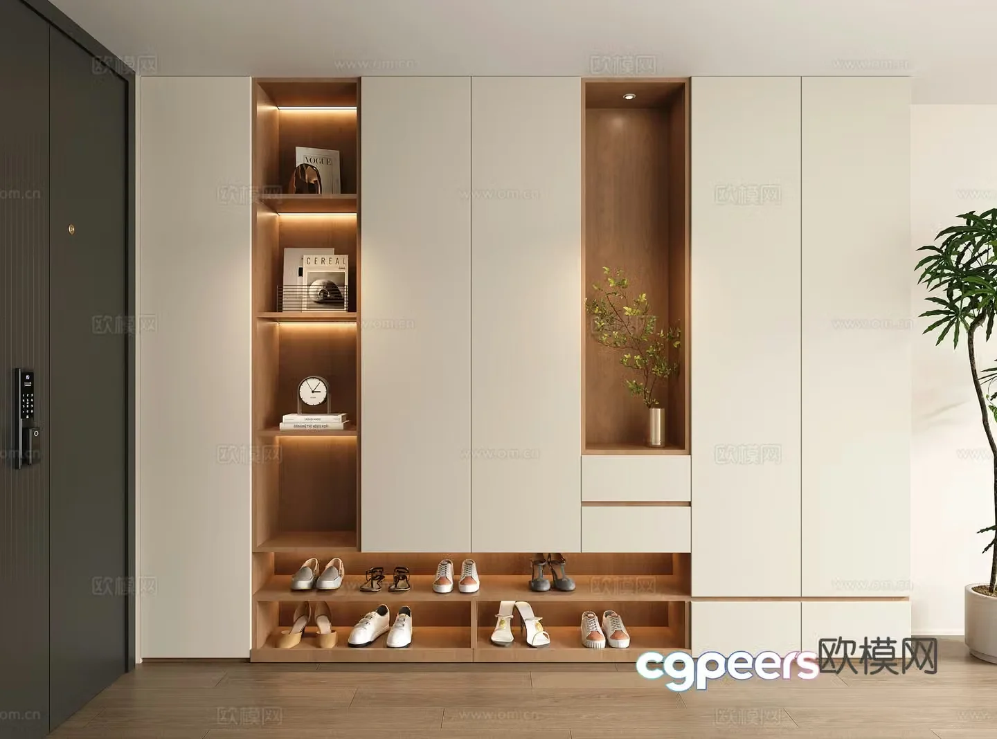 Modern cream style shoe cabinet entrance shoe cabinet decorative shoe cabinet partition shoe cabinet 3D model