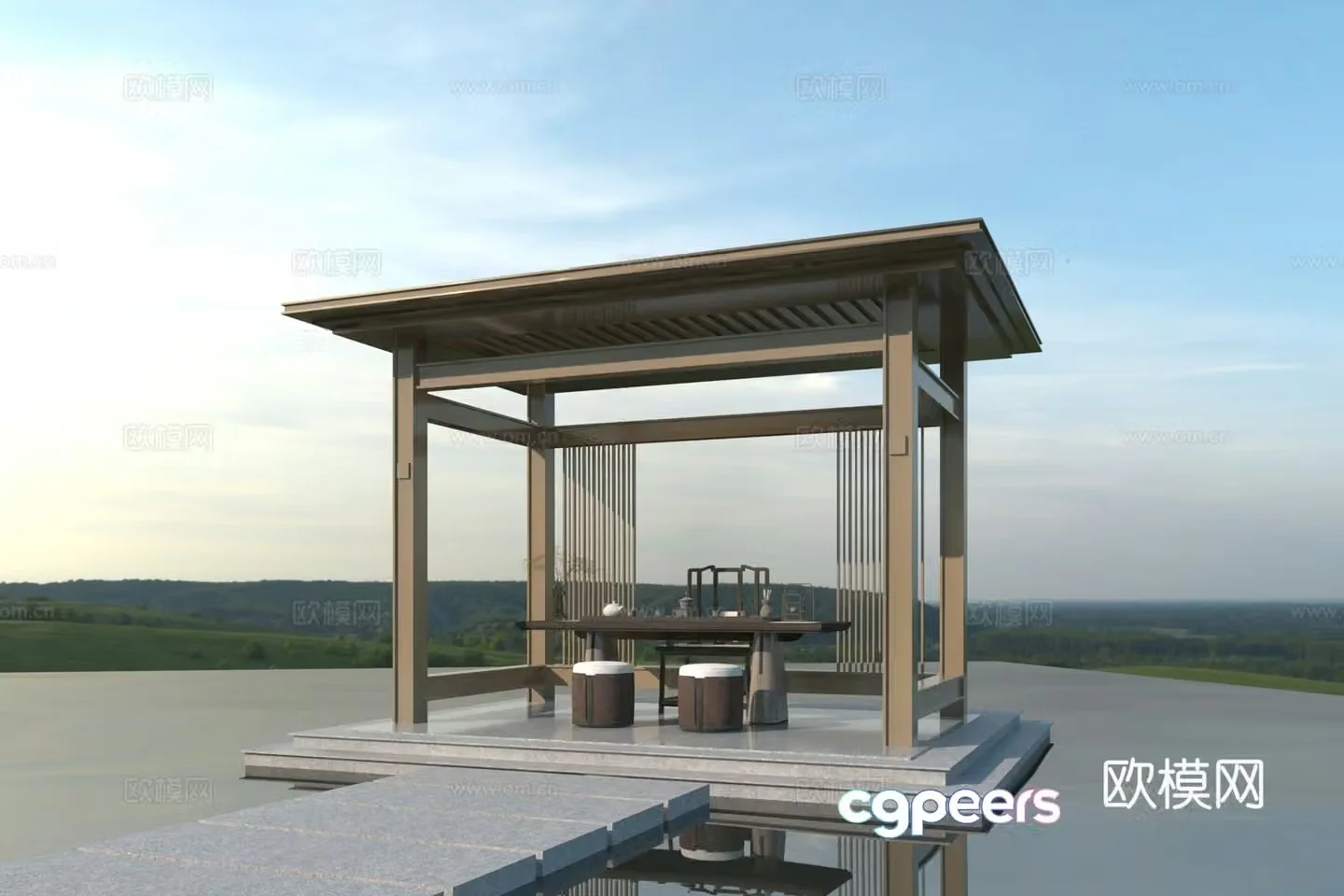 New Chinese style pavilion 3D model