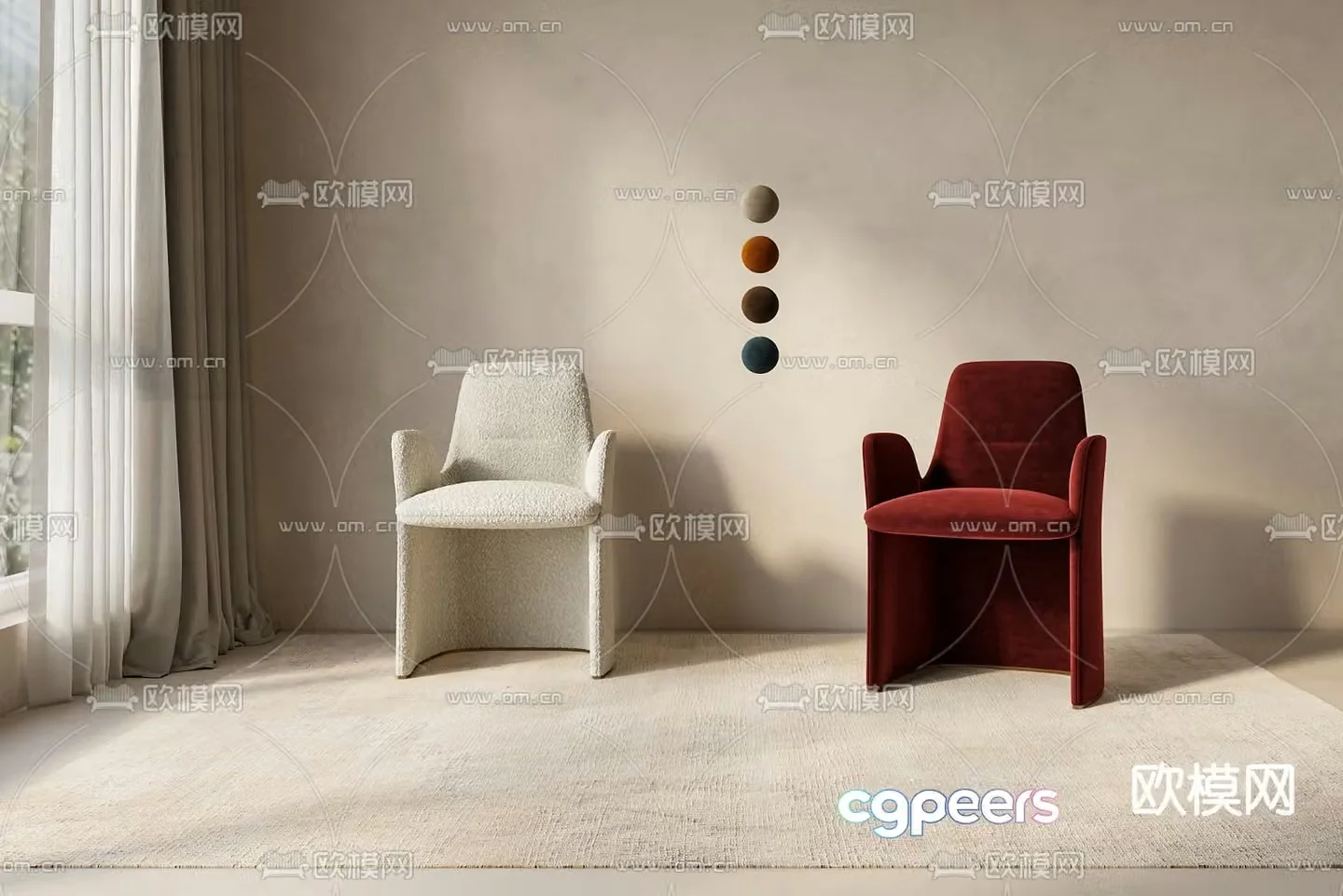Red chair Dining chair 3d model