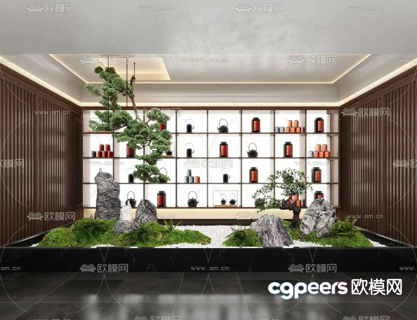 New Chinese dry landscape pine tree landscape 3D model