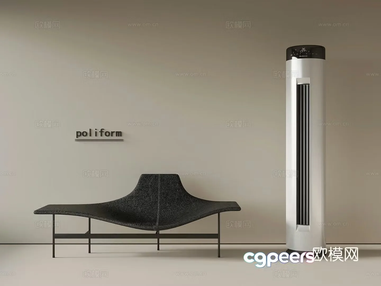 Modern minimalist bench leisure chair air conditioning 3d model