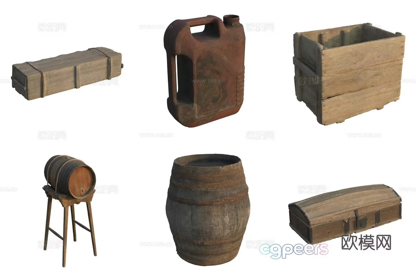 Storage wooden box wooden barrel wooden box oil tank 3d model