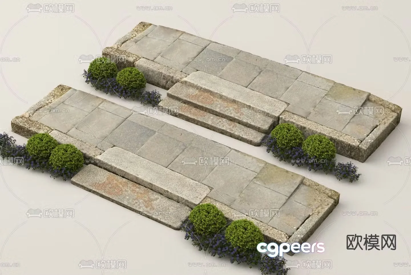 Chinese style landscape stone stone steps stone steps 3d model