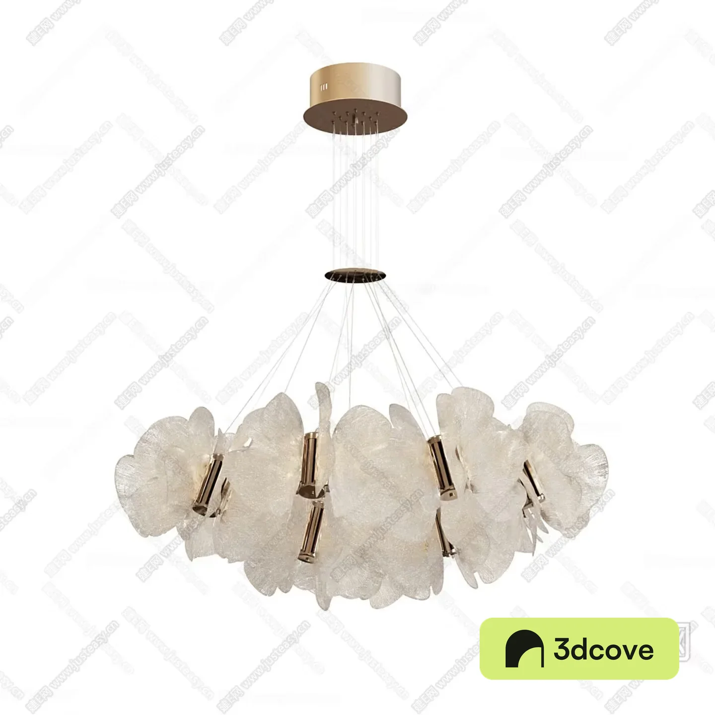 A Chandelier With A Gold And White Design
