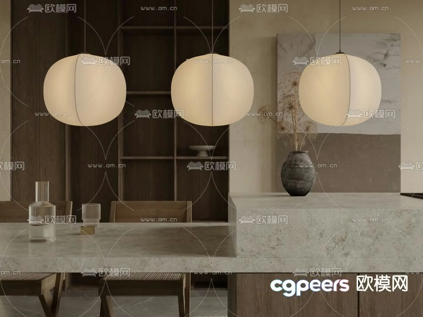 Wabi-sabi chandelier paper chandelier 3d model