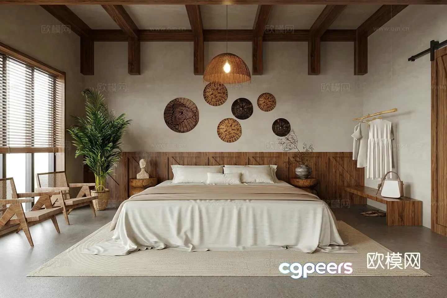 Wasabi Bedroom Bed and Breakfast Room Double Bed 3D Model