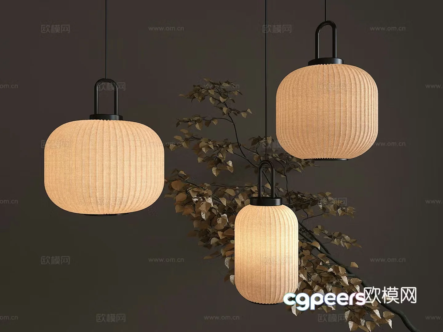 New Chinese style small chandelier lantern 3d model