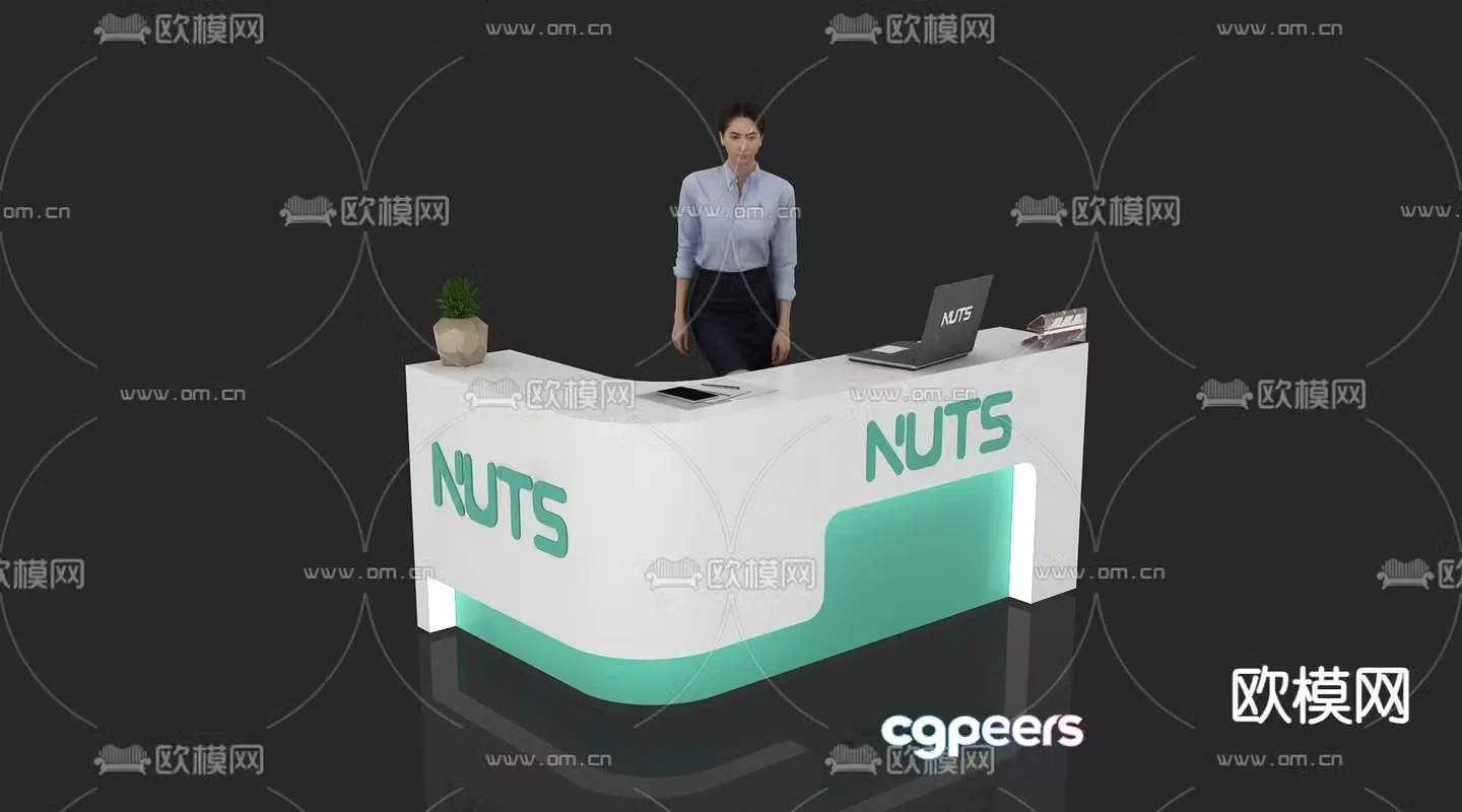 Modern reception desk front desk service desk information desk 3d model