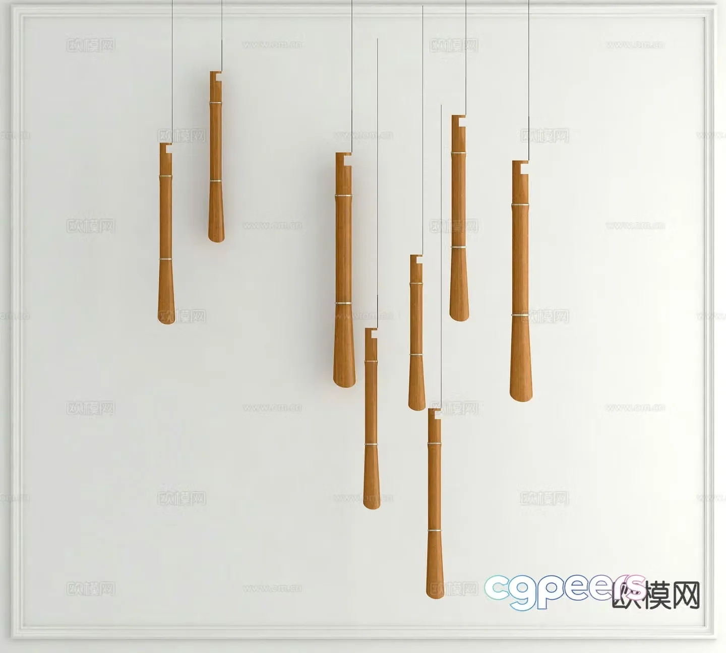 New Chinese style chandelier bamboo chandelier 3d model
