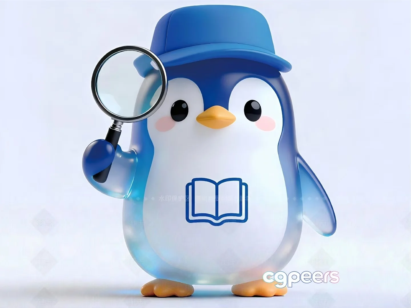 A Cartoon Penguin With A Magnifying Glass 3D Model – 20757 – VRAY Render