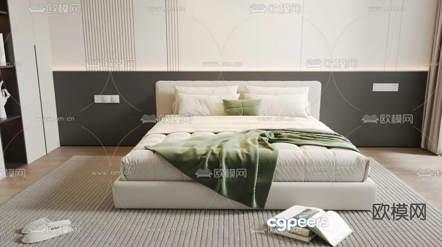 Modern double bed 3d model
