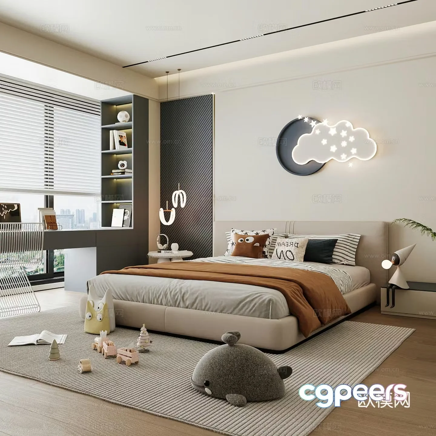 Modern children’s room boy’s room girl’s room children’s bed children’s wardrobe children’s desk 3d model