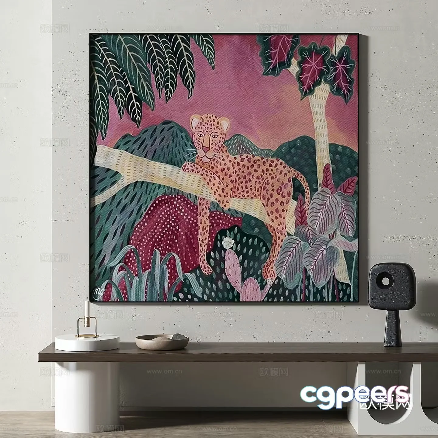 Modern retro medieval abstract decorative painting 3d model