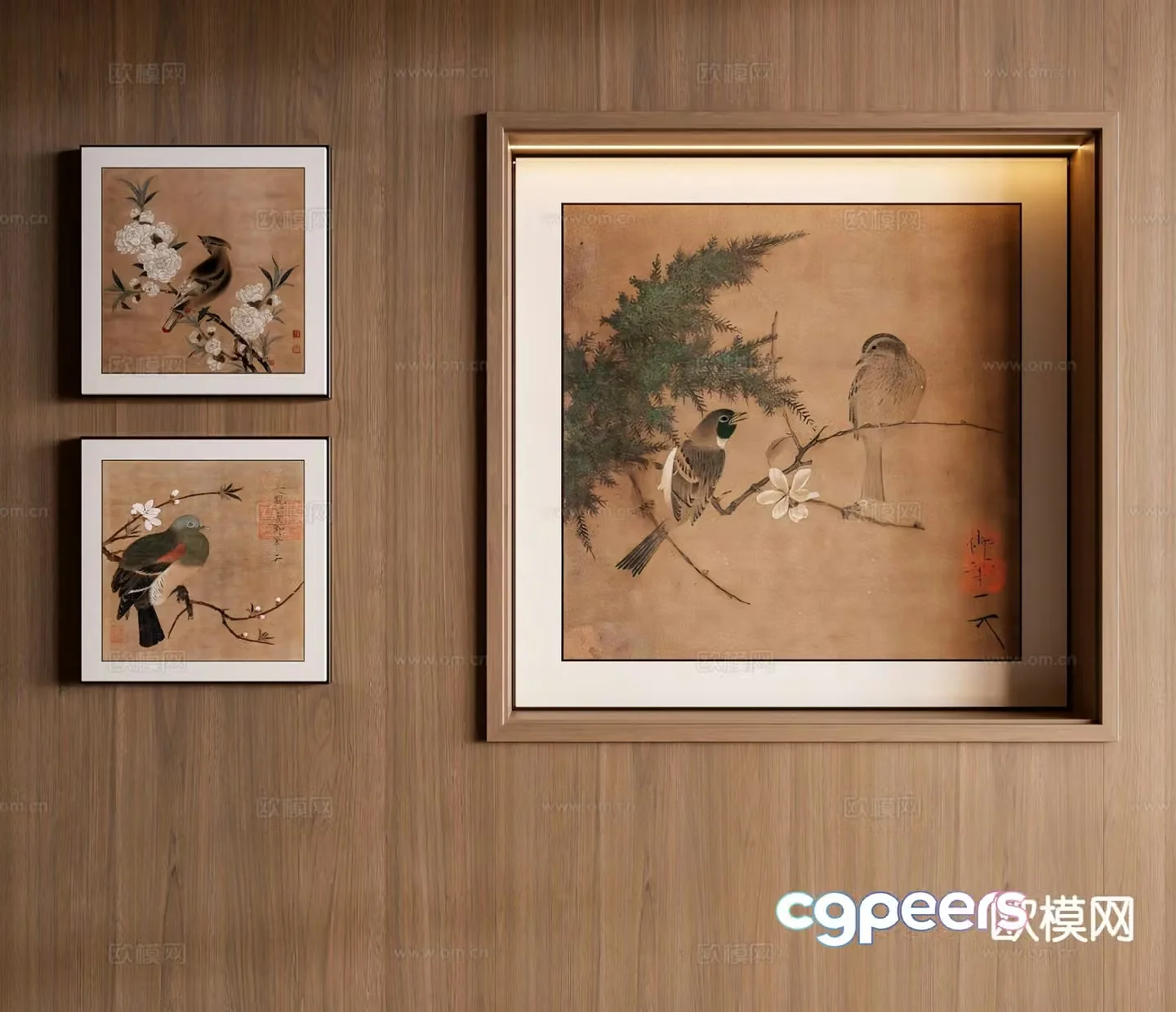 Chinese decorative painting flower and bird painting ancient painting 3D model