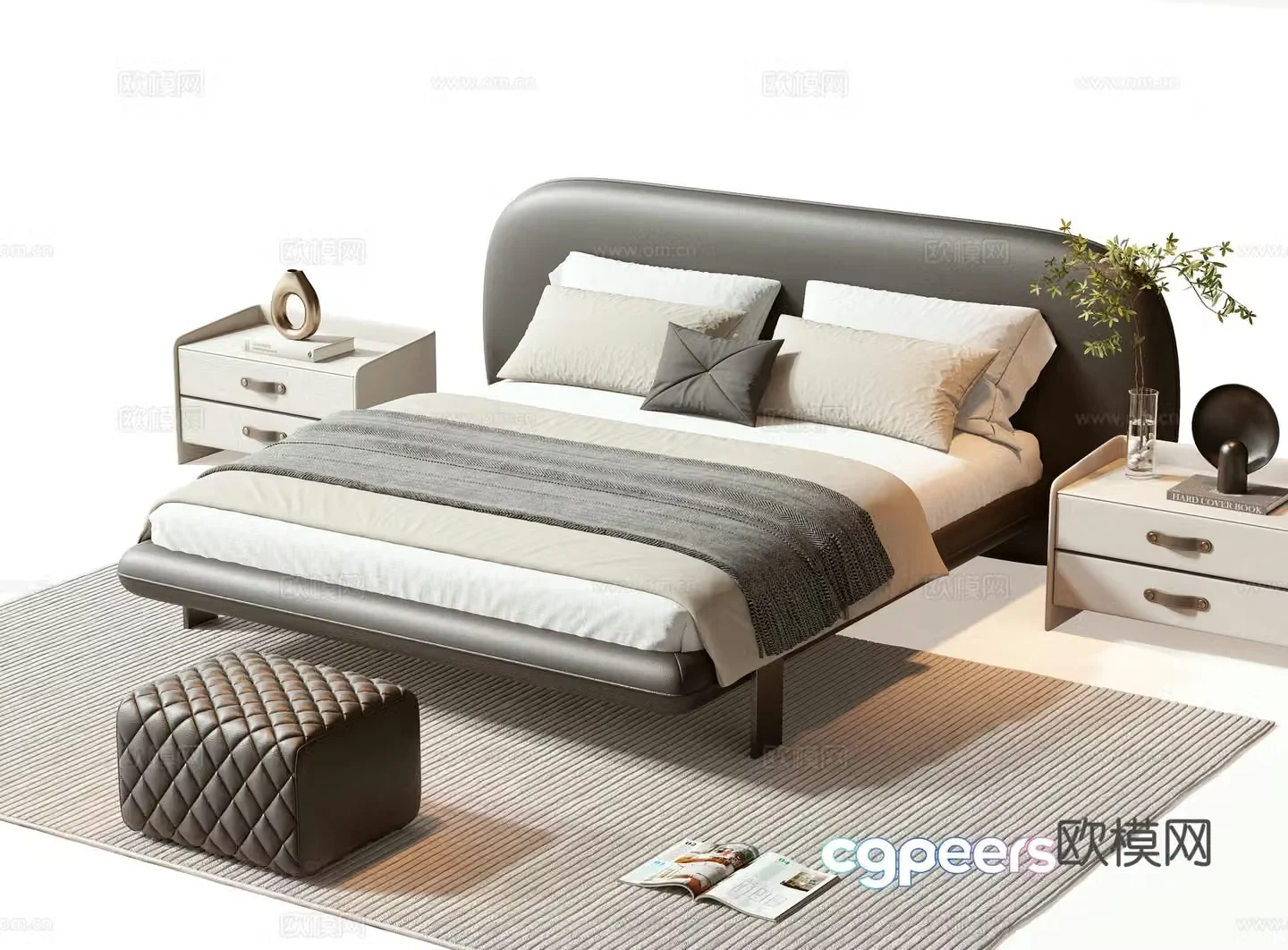 Minotti modern double bed 3d model
