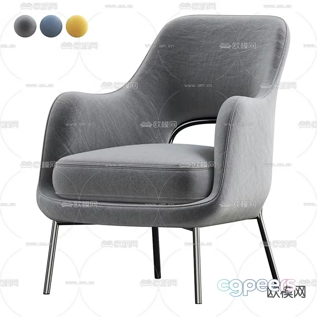 FLEXFORM gray cloth lounge chair 3d model