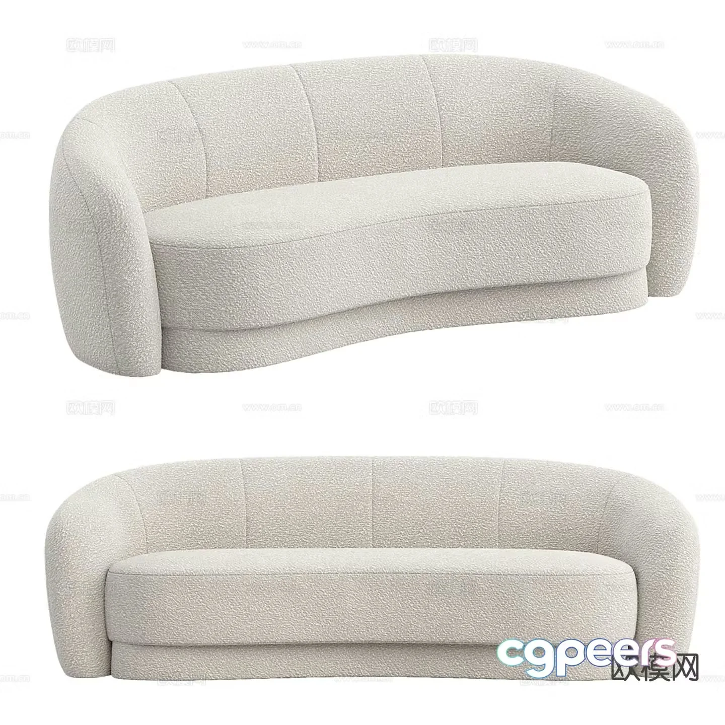Cream style sofa curved sofa 3d model