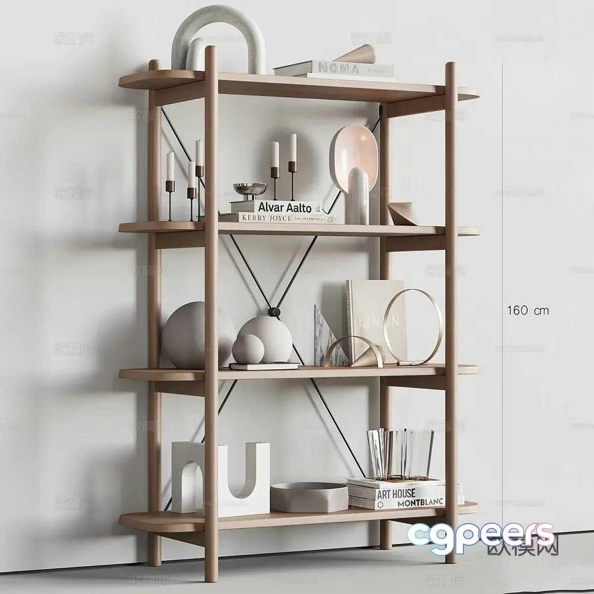 Middle style storage rack Solid wood storage rack Kitchen storage rack Wooden rack Storage rack Ornaments Exhibition 3D model