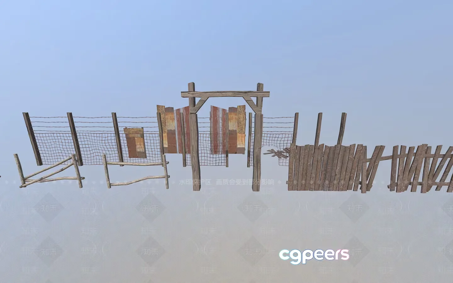Rustic Wooden Fence 3D Model – 10880 – VRAY Render
