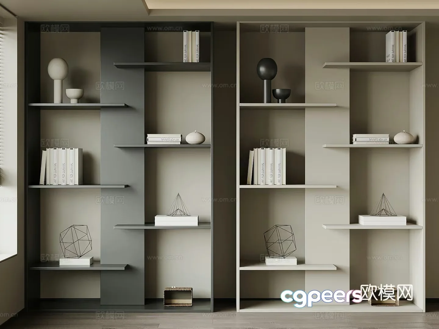 Modern Shelving Unit 3D Model – 2227 – VRAY Render
