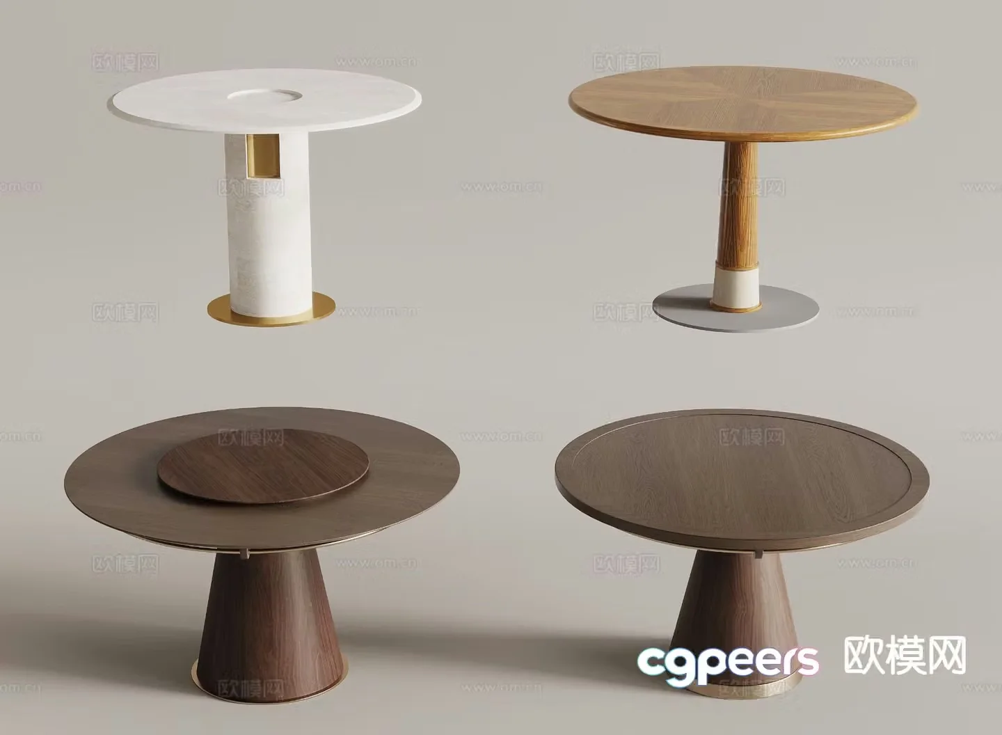 Modern solid wood dining table round dining table 3d model