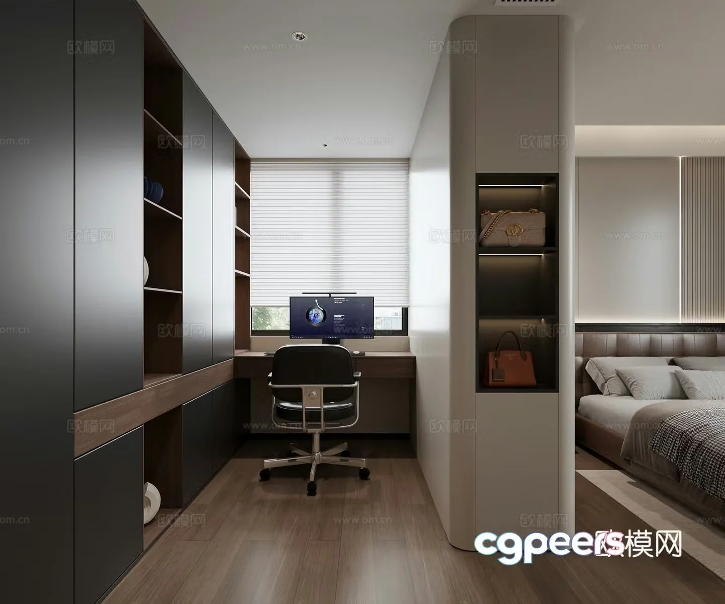 Italian minimalist study room-2014 study room computer 3d model