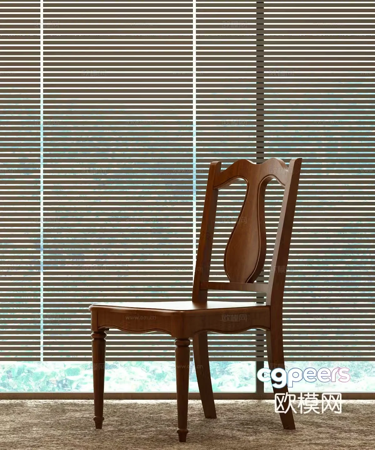 American single chair American dining chair American casual chair 3d model