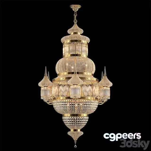 3ds Max Free – Chandelier Islamic Moroccan Crystal Chandelier Model CS 7000