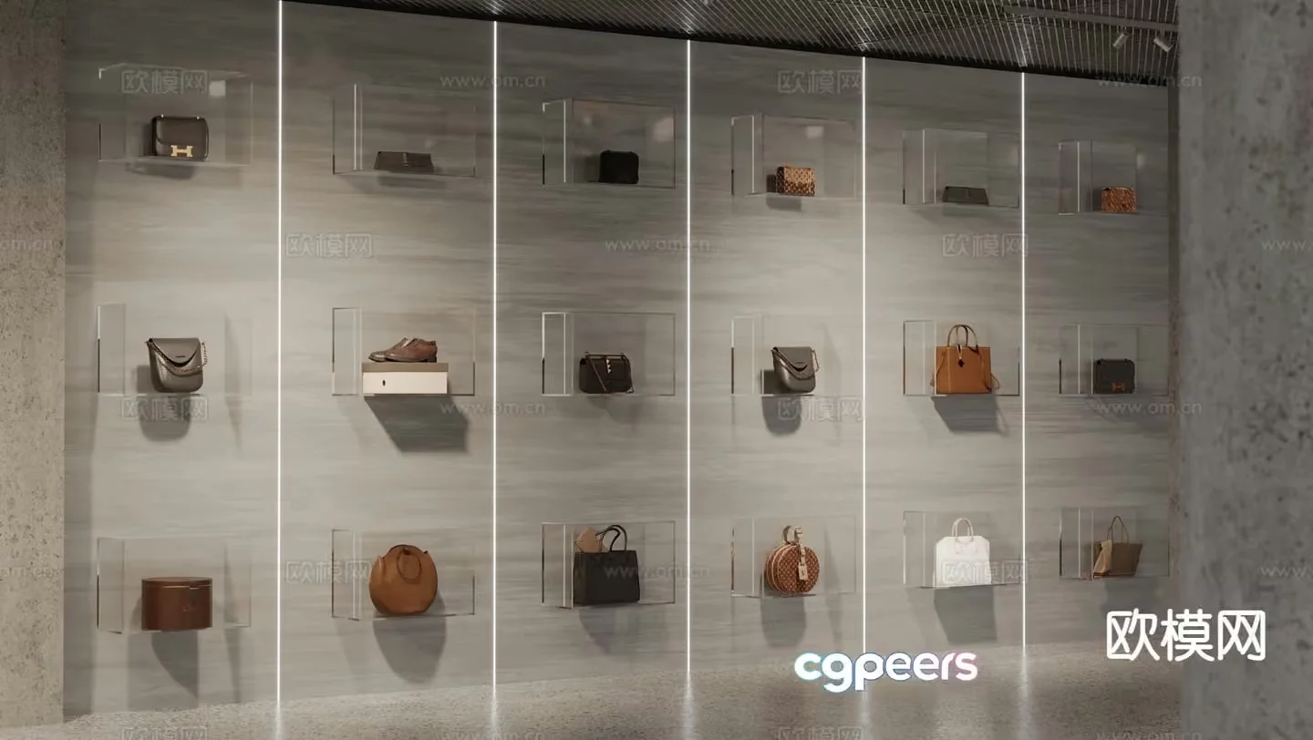A Display Of Handbags 3D Model – 860 – VRAY Render