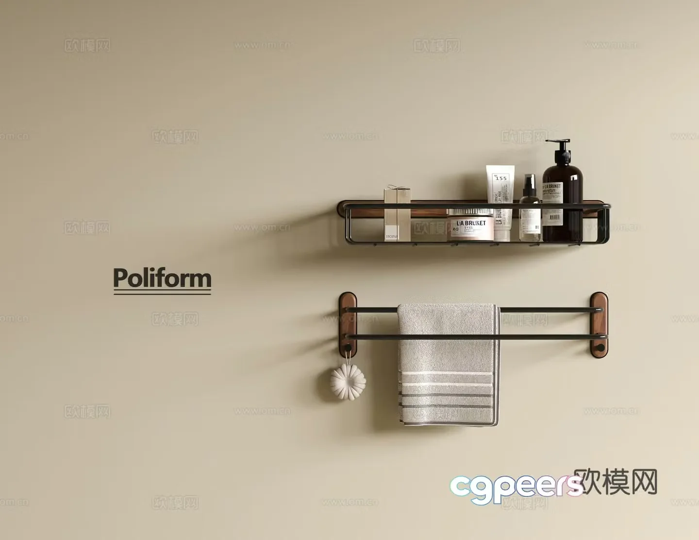 Modern medieval towel rack bathroom storage rack 3d model