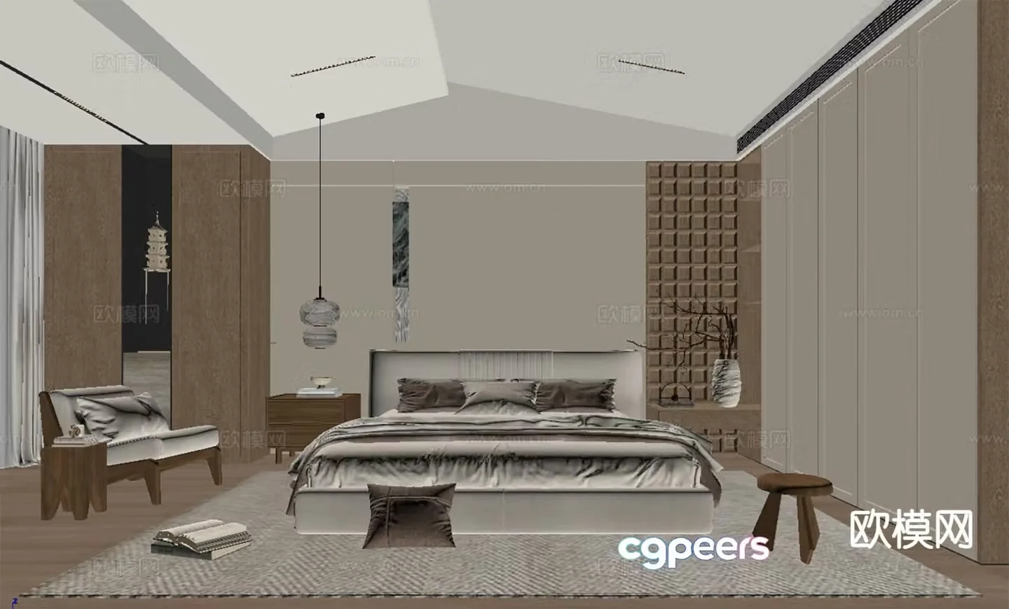 Medieval style bedroom master bedroom 3d model