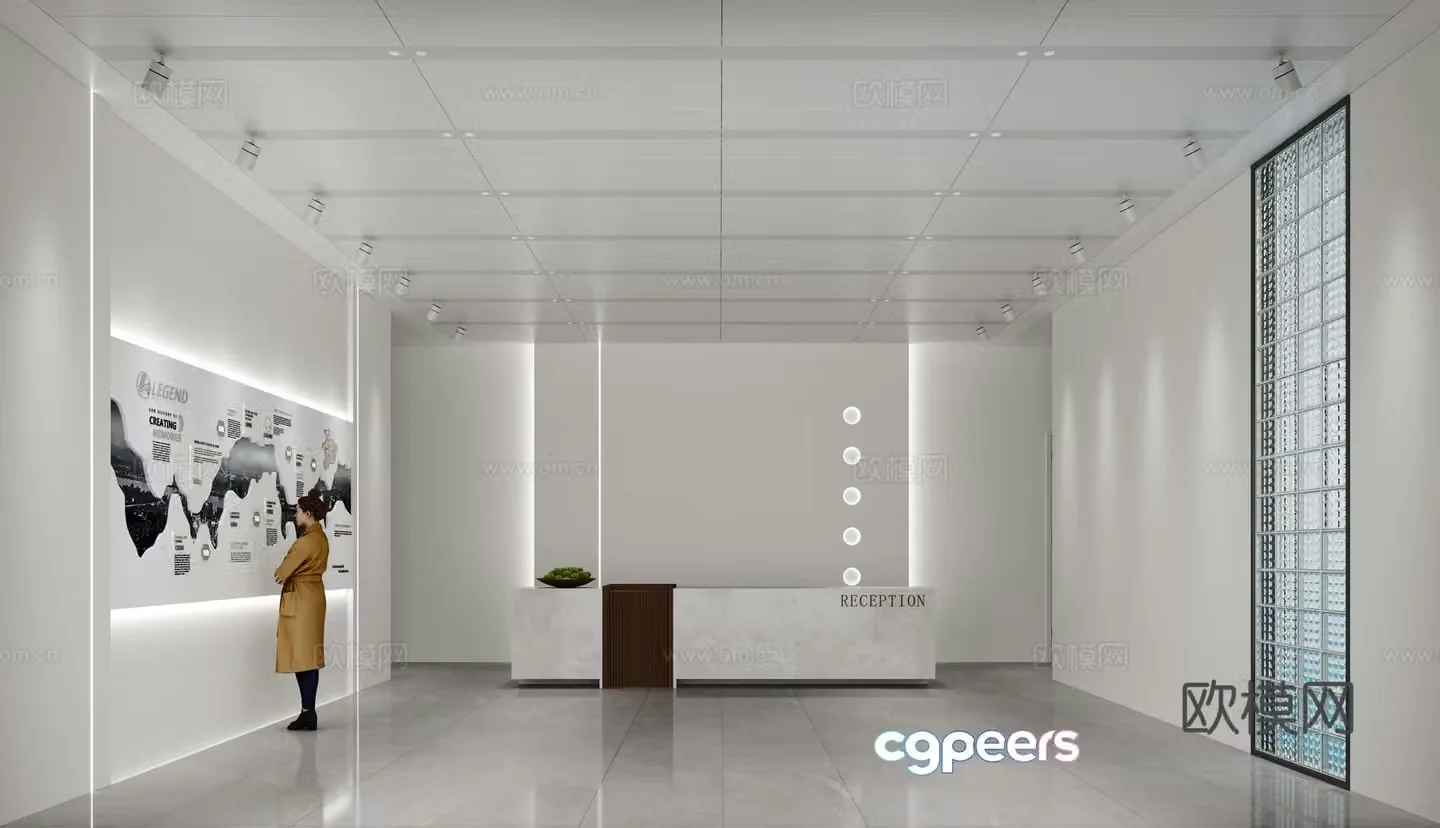 Modern office reception desk 3d model
