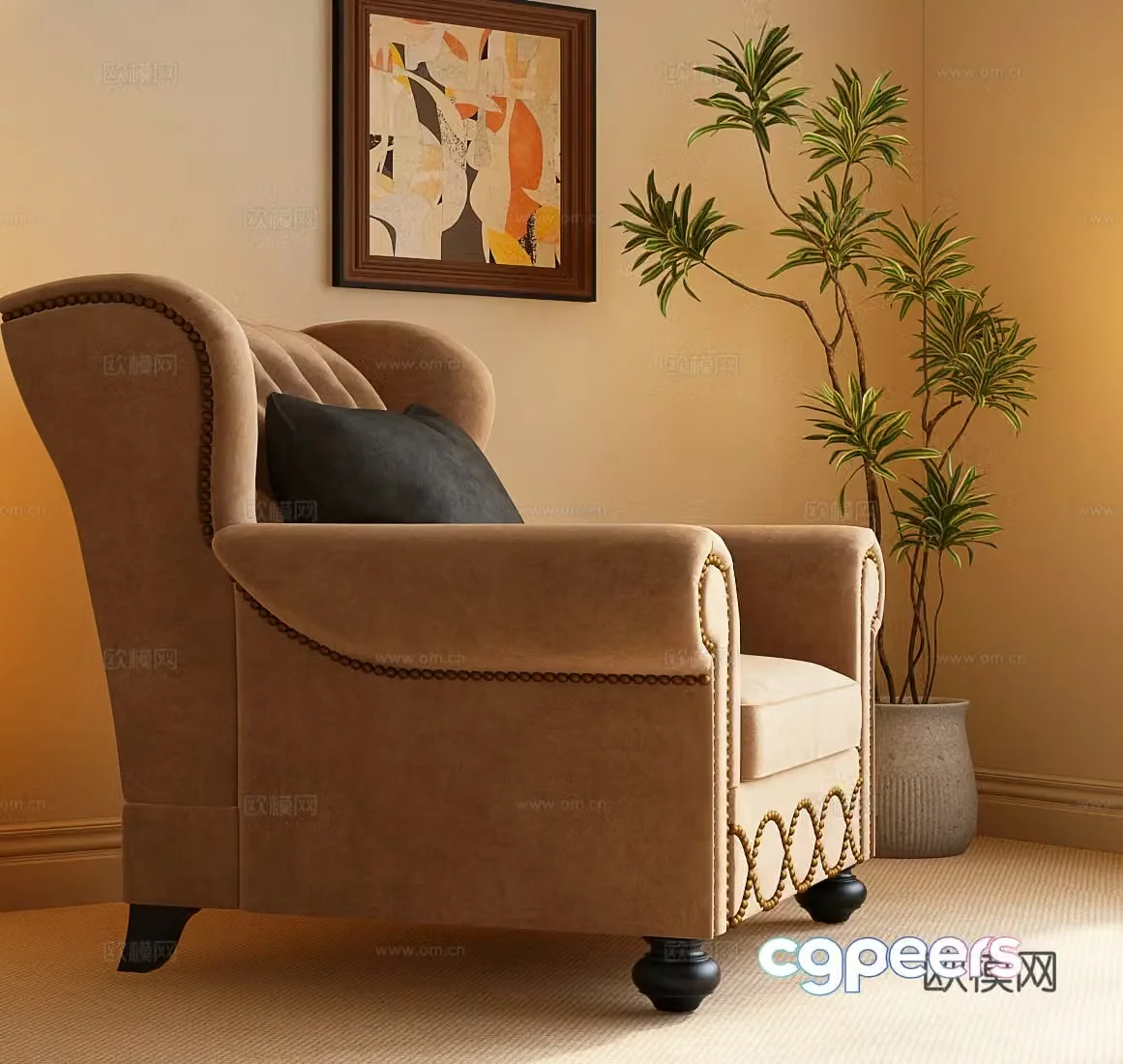 American single sofa European single sofa 3D model