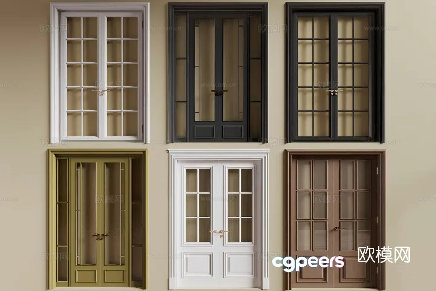 American double door 3D model