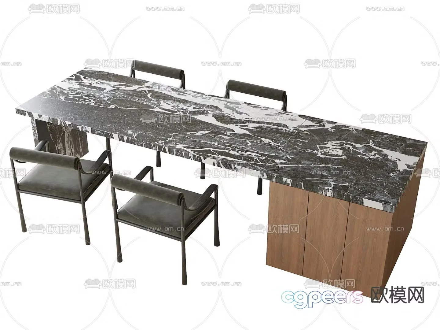 3D model of Nakadao dining table and chair
