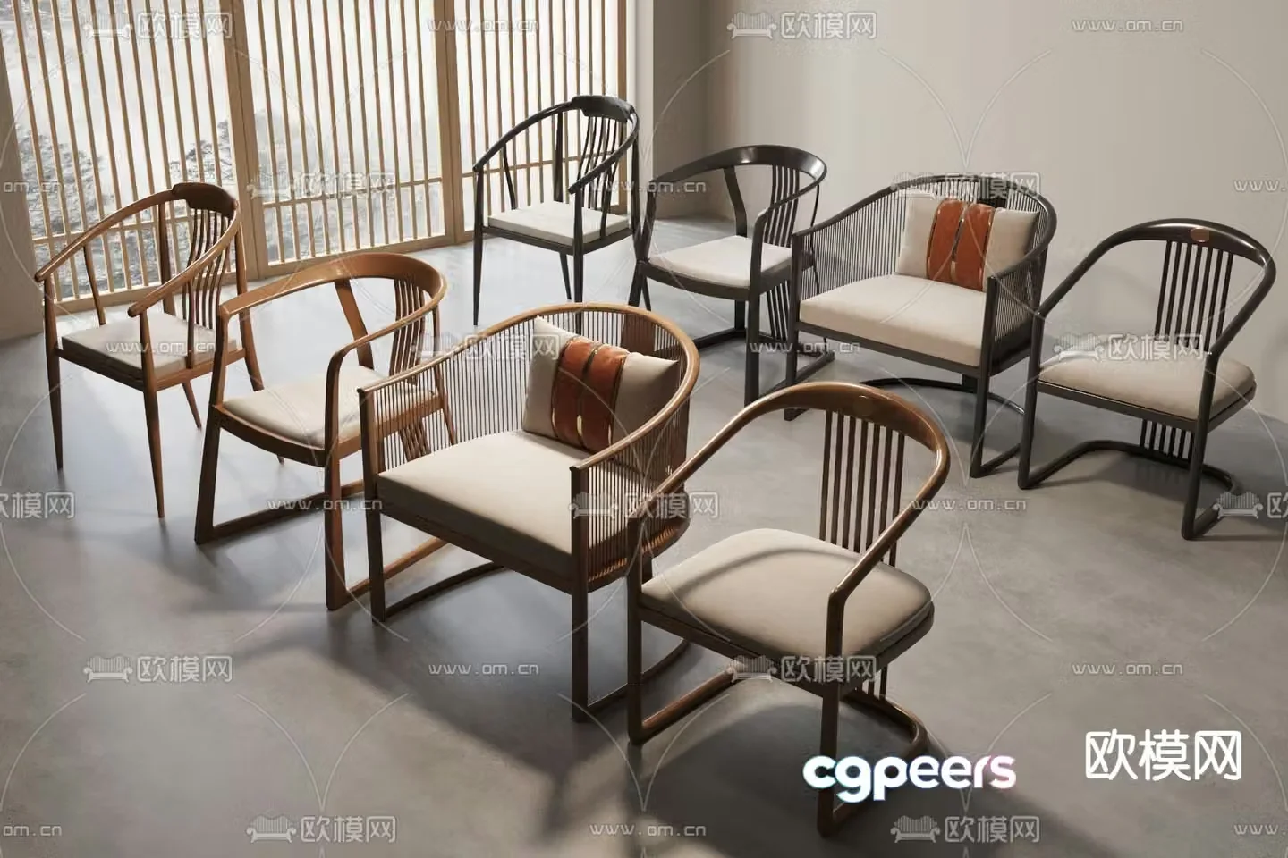 New Chinese style single chair arm chair Taishi chair 3d model