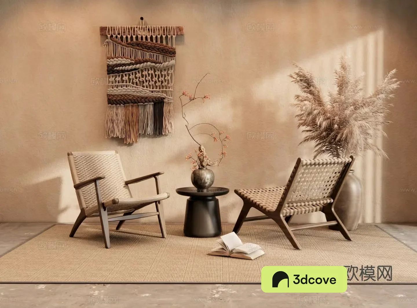Wasabi outdoor table and chair rattan chair outdoor chair 3d model