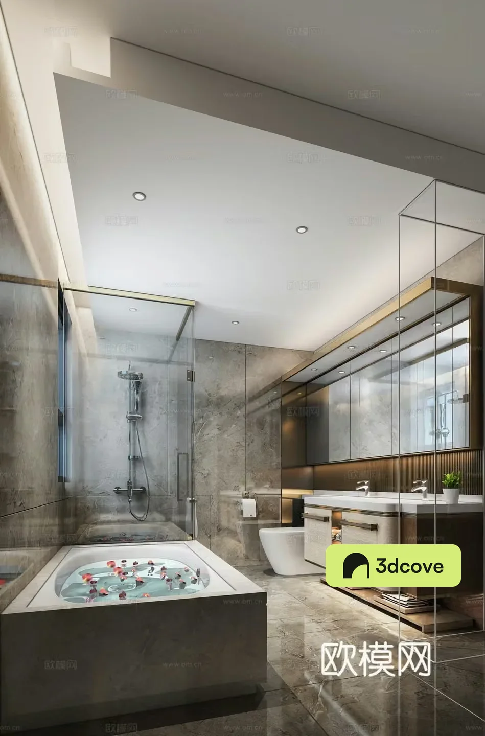 Modern master bedroom bathroom