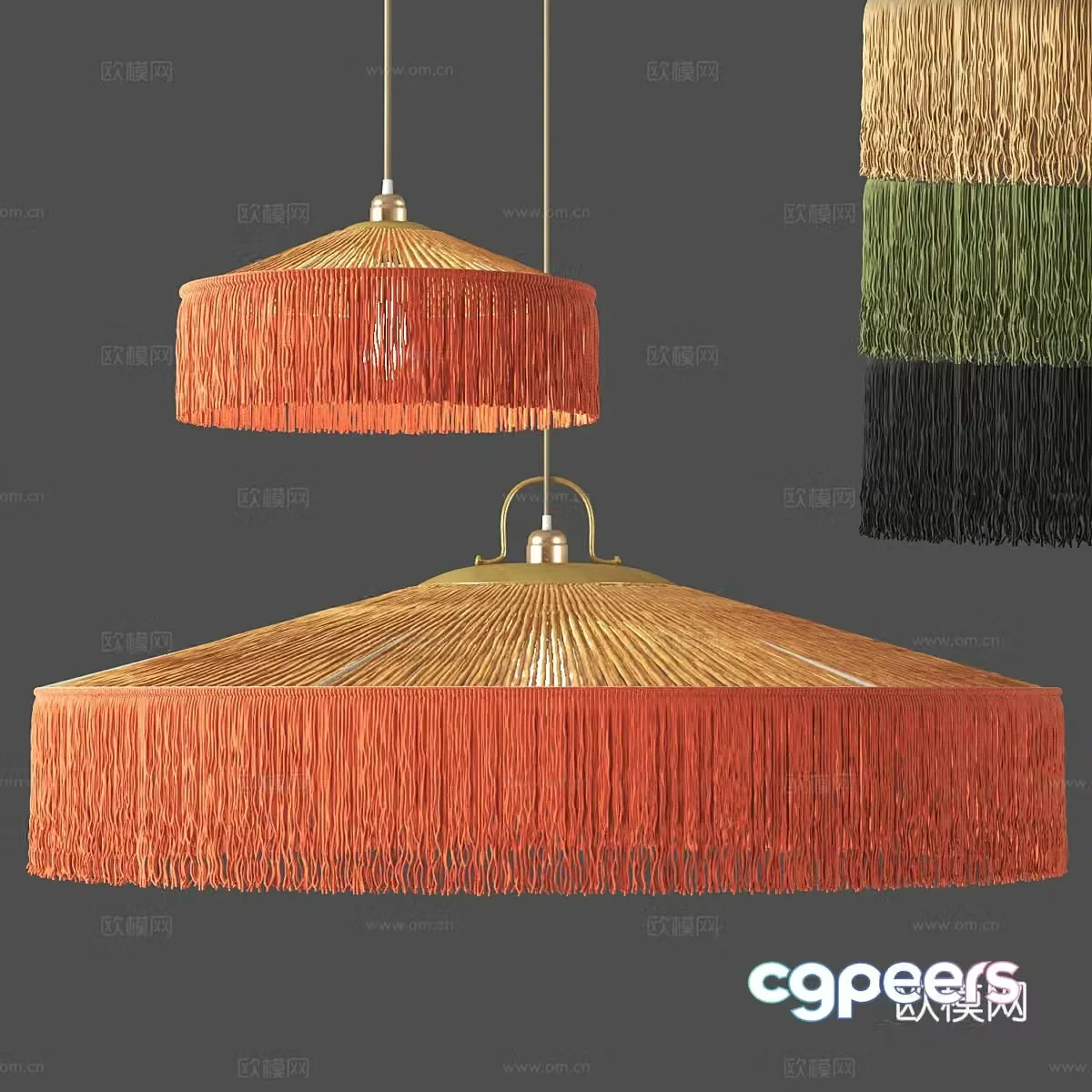 New Chinese style Wasabi woven tassel chandelier 3D model