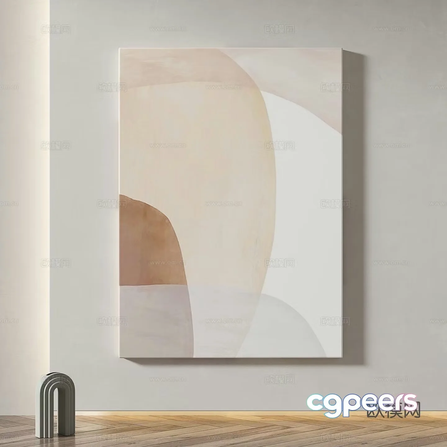Modern simple abstract light luxury wasabi texture cream decorative painting 3d model