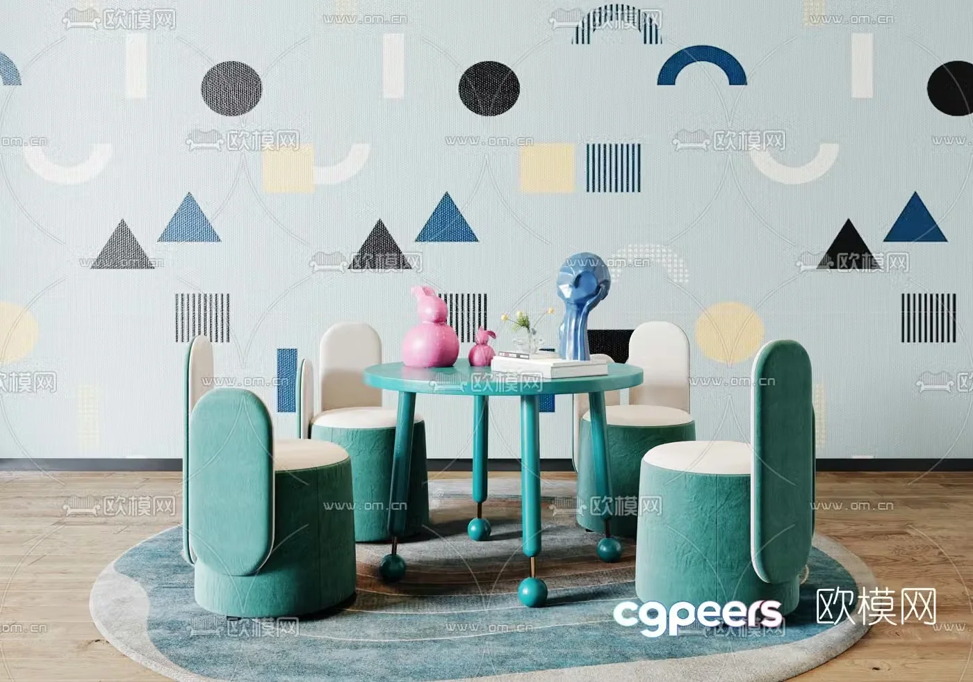 Modern children’s table and chair 3d model