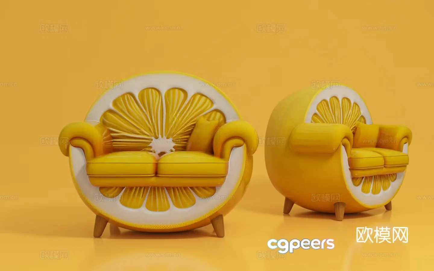 Orange sofa Fruit modeling Furniture Creative sofa Restaurant Club Business Chair 3d model