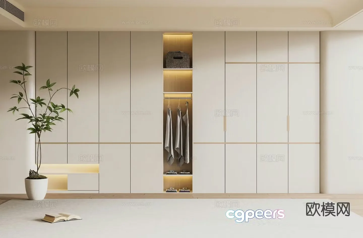 Cream style wardrobe wardrobe 3d model