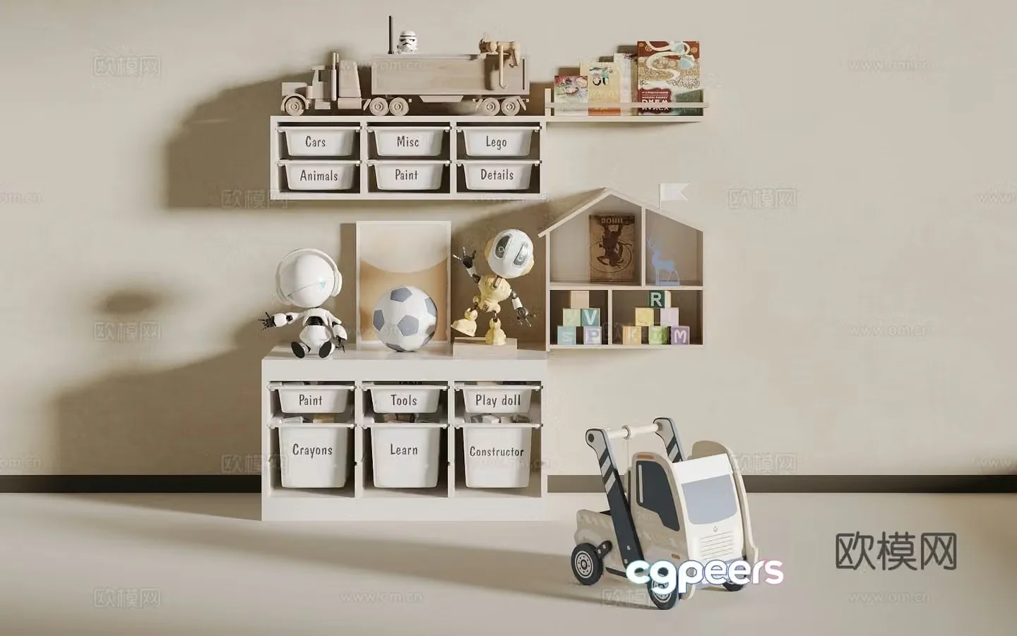 Children’s bookshelf 3d model