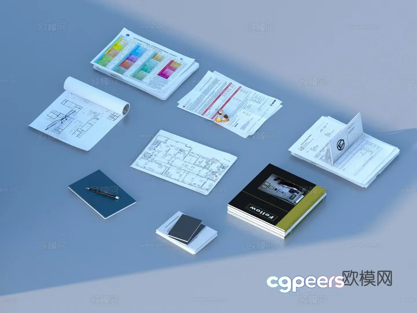 Pen Document Manuscript Paper Plan 3d Model