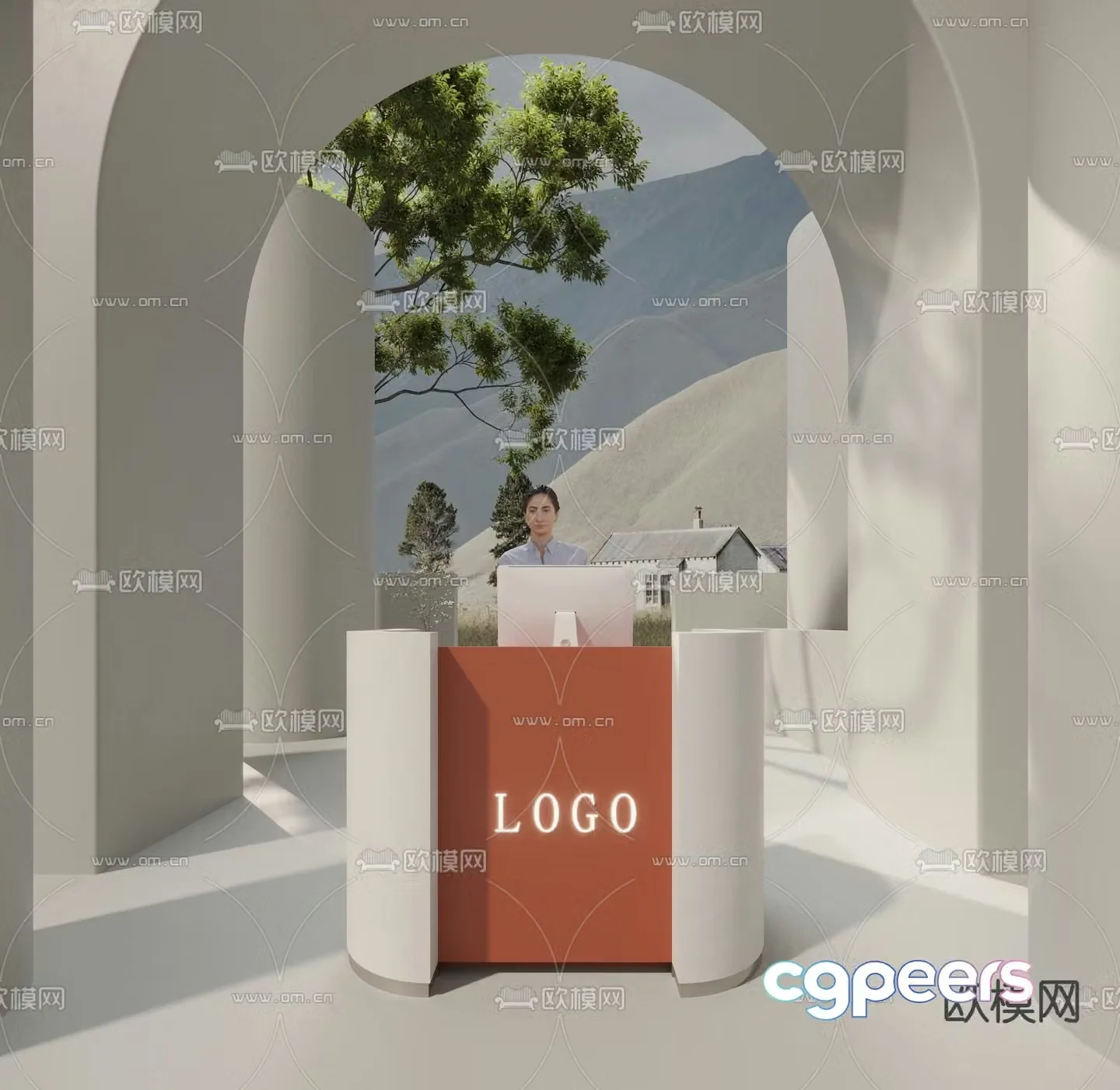 Bar service desk cashier reception desk 3d model