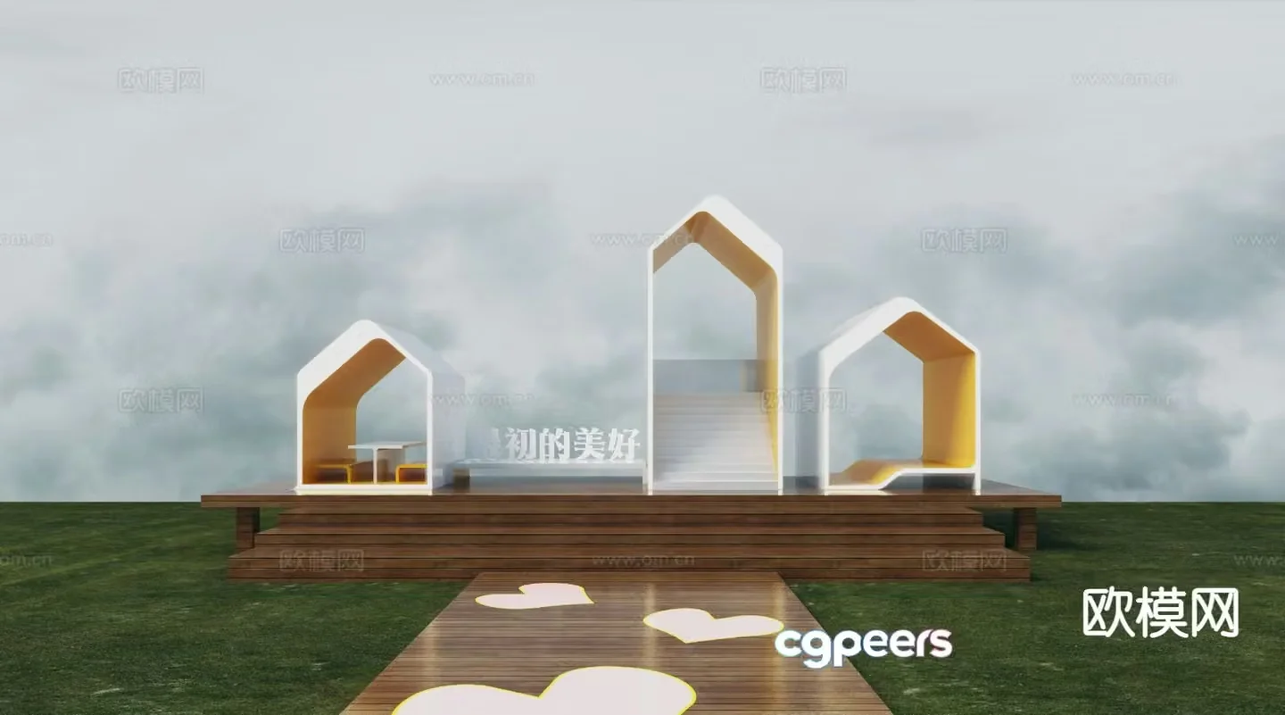 Landscape sketch 3D model of internet celebrity check-in point