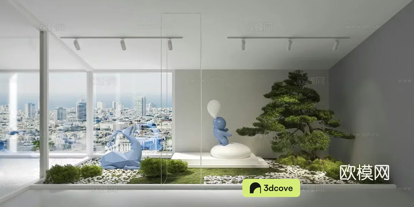 Modern interior landscape sculpture