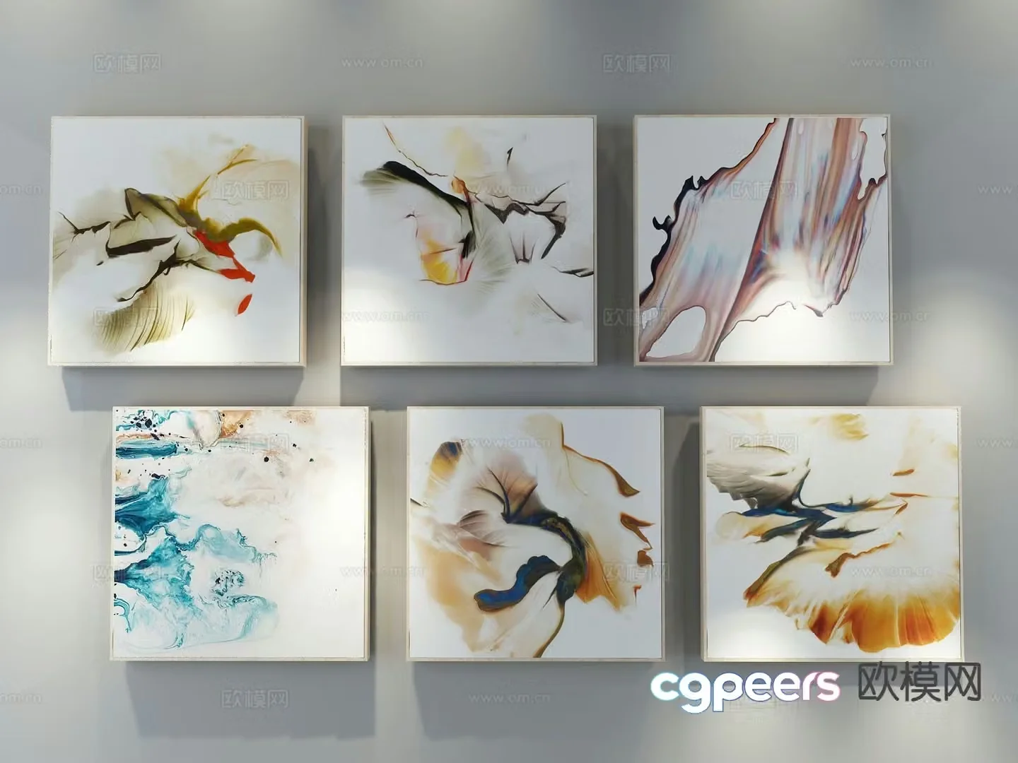 New Chinese style abstract painting decorative painting 3d model
