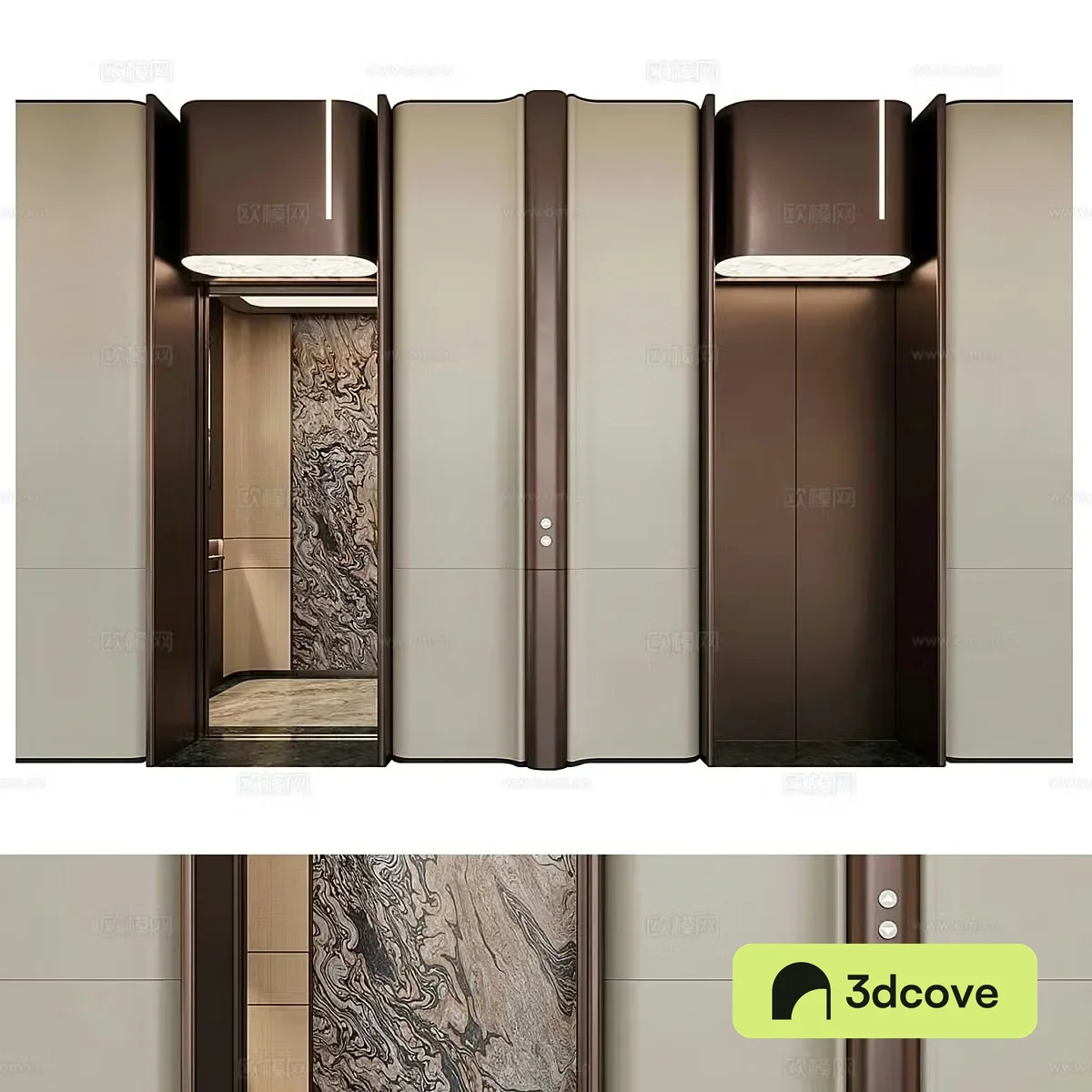 New Chinese style light luxury elevator hall